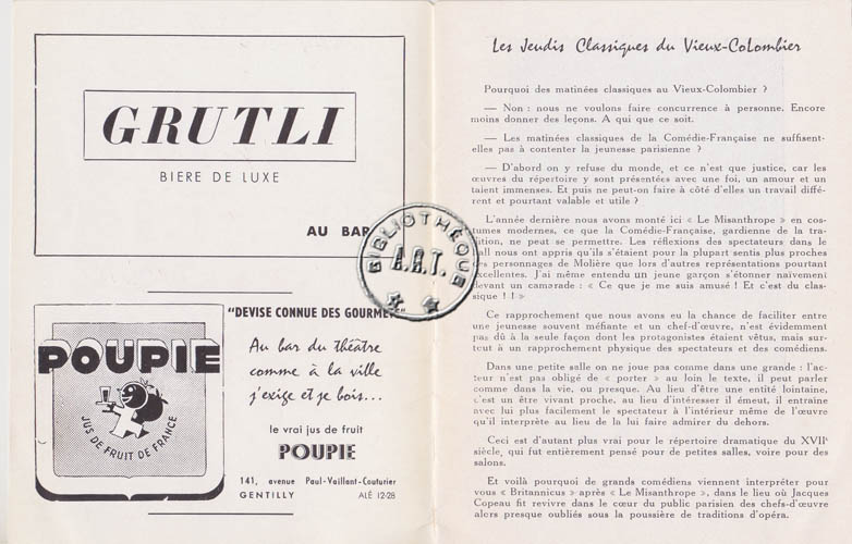 Les programmes de Théatre de l\
